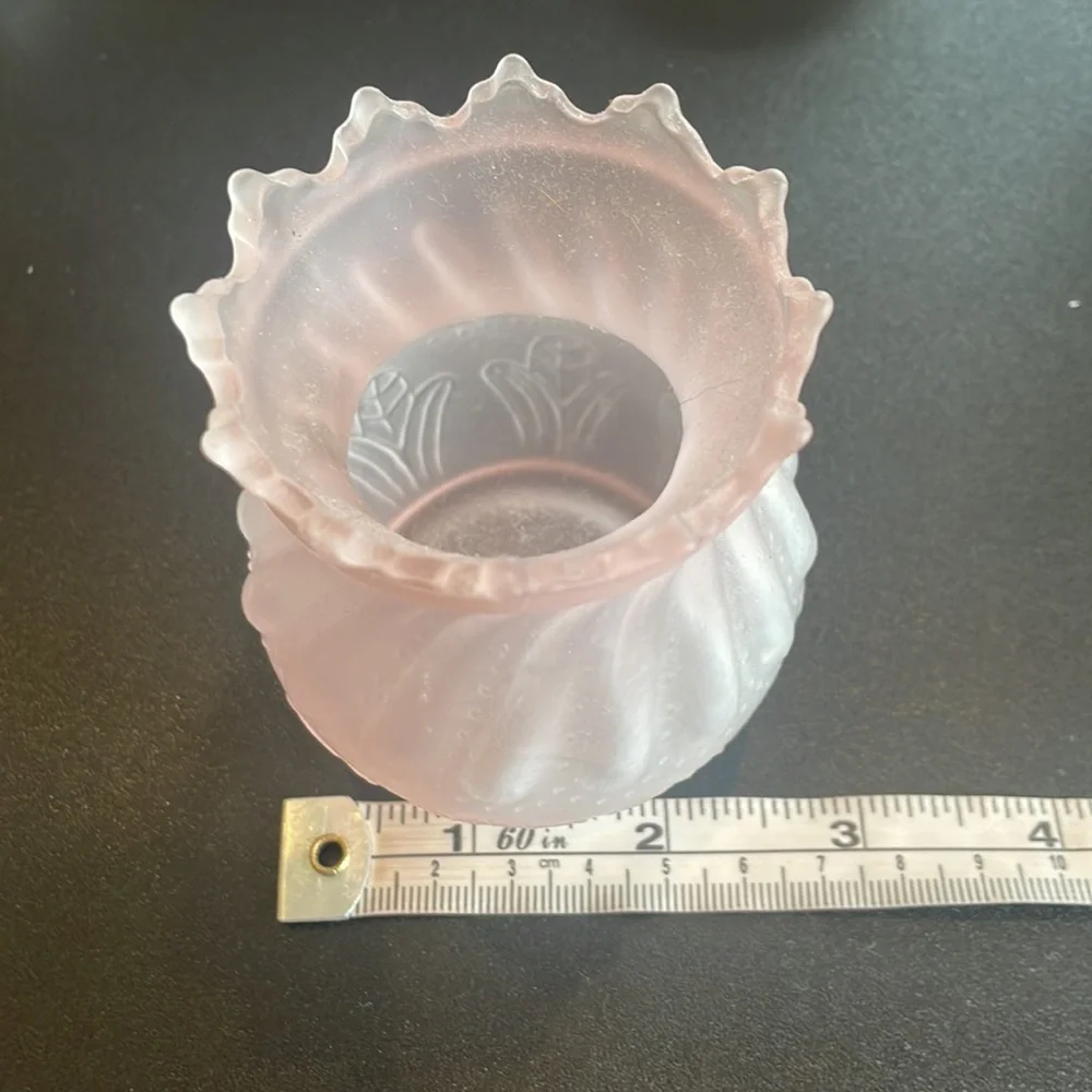 Frosted pink glass candle holder vintage tulip shape piece